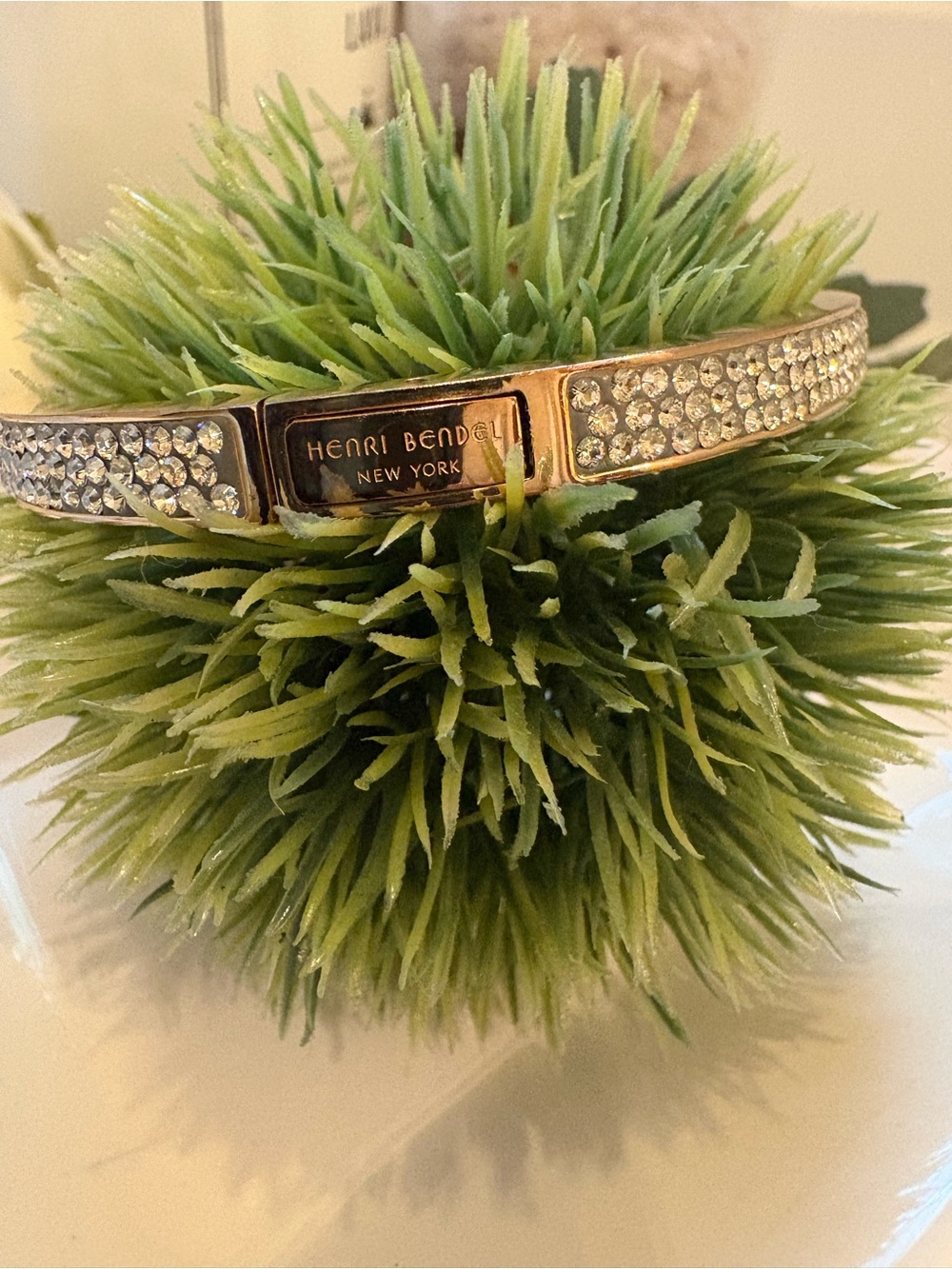 henri bendel Gold and Clear Crystal Pavé Hinged Bracelet